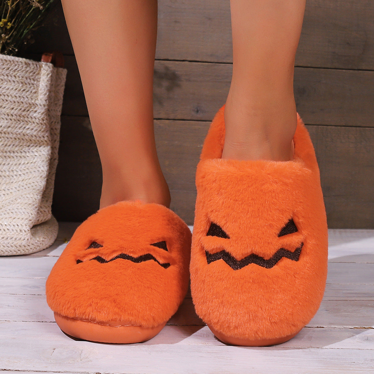 All Orange Halloween Pumpkin Slippers