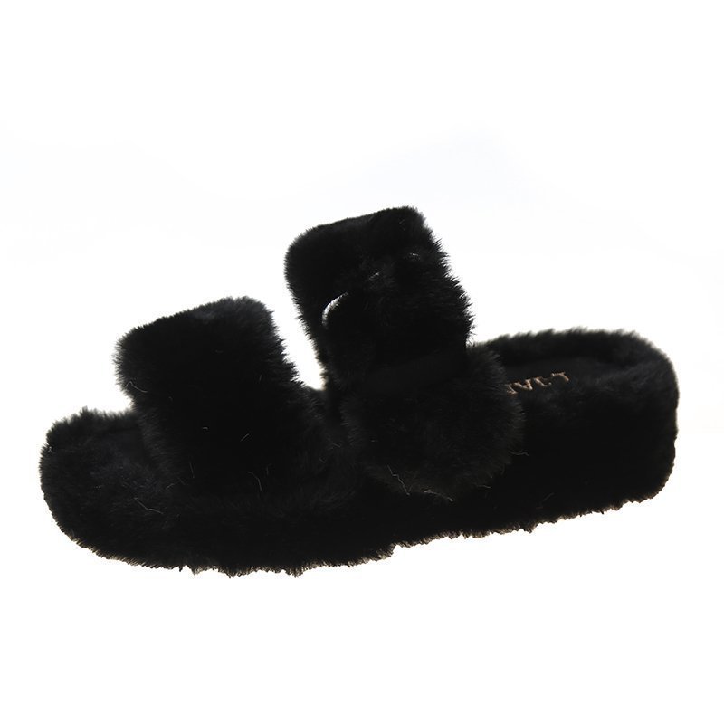 Fuzzy Platform Slippers