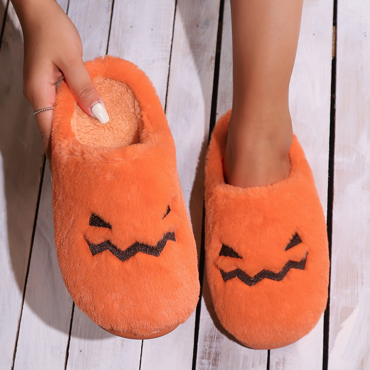 All Orange Halloween Pumpkin Slippers